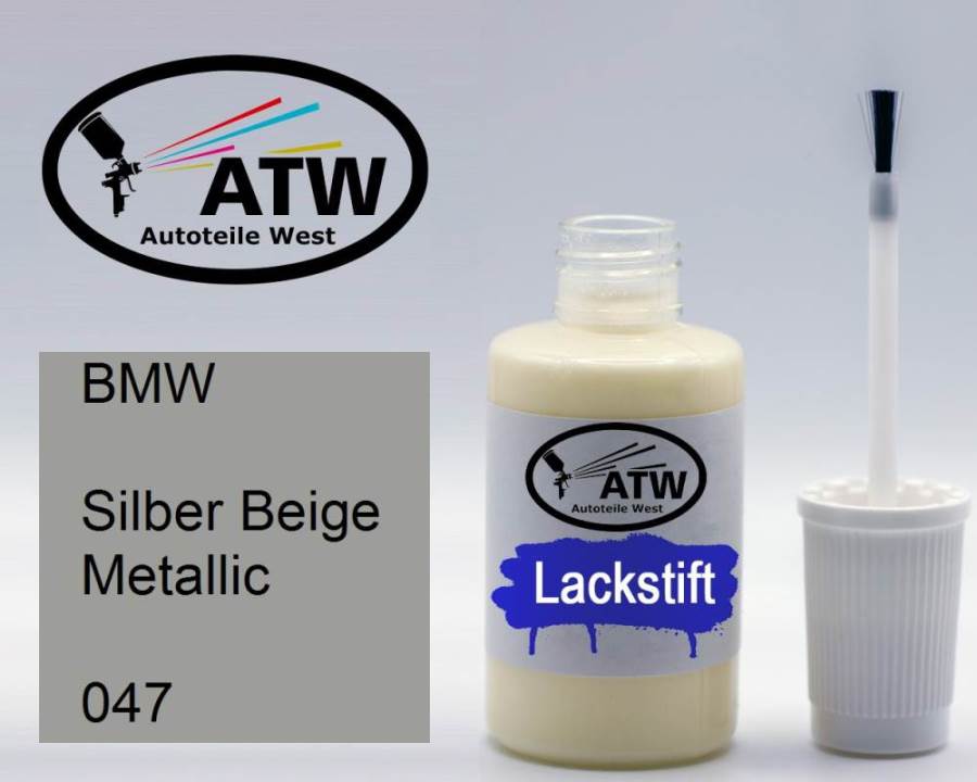 BMW, Silber Beige Metallic, 047: 20ml Lackstift, von ATW Autoteile West.